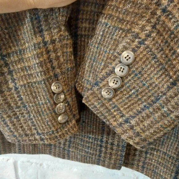 VTG Polo University Ralph Lauren Blazer 38 R Brown Plaid Scottish Tweed Blazer.